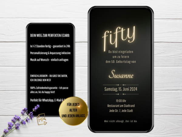 Digitale Geburtstagseinladung Fifty
